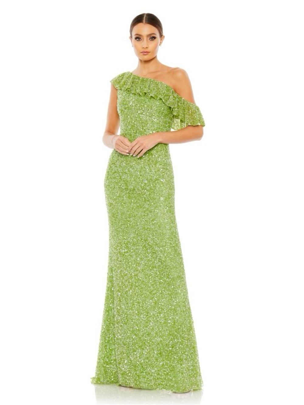 Mac Duggal One Shoulder Sequin Column Gown